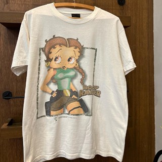 เสื้อยืดแขนสั้น ผ้าฝ้าย พิมพ์ลายการ์ตูน Betty Boop Miss Betty ทรงหลวม สําหรับผู้ชาย และผู้หญิง