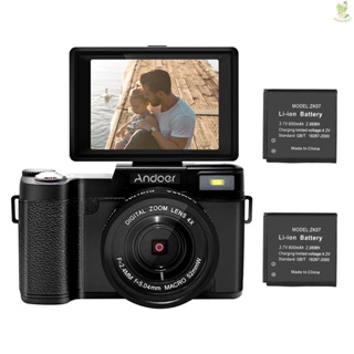Andoer กล้องบันทึกวิดีโอดิจิทัล CD-R2 2.7K Full HD 30MP หน้าจอหมุนได้ 3.0 นิ้ว กล้อง 4X หลัก -8.9