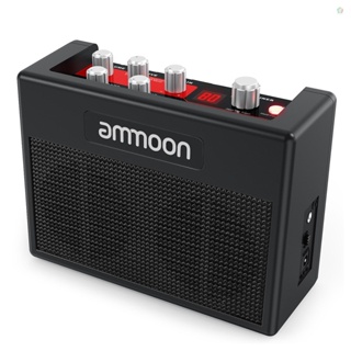 Audioworld ammoon POCKAMP เครื่องขยายเสียงกีตาร์ แบบพกพา 5 วัตต์ 80 จังหวะกลองในตัว รองรับฟังก์ชั่นจูนเนอร์แตะ Tempo พร้อมเอาต์พุตหูฟัง อินพุต Aux
