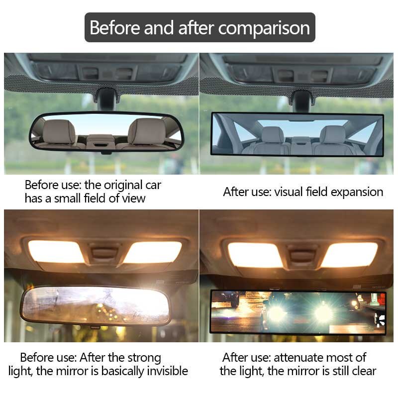 กระจกมองหลังรถ-ไม่ต้องหันหัว-มองเห็นข้างหลังได้ชัดxinbu-กระจกส่องหลัง-300mm-กระจกมองหลังตัดแสงออโต้-car-back-mirror