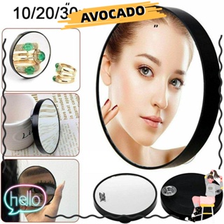 Avocarr กระจกแต่งหน้า ทรงกลม แว่นขยาย 10/20/30x แบบพกพา สีขาว สีดํา พร้อมจุกสุญญากาศสองชิ้น