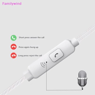 Familywind&gt; ชุดหูฟังอินเอียร์ พร้อมไมโครโฟน แบบมีสาย 3.5 มม. สําหรับ Ios และหูฟัง