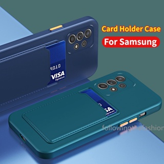 เคสโทรศัพท์มือถือ ซิลิโคนนิ่ม ทรงสี่เหลี่ยม กันกระแทก พร้อมช่องใส่บัตร แฟชั่น สําหรับ Samsung Galaxy A13 4G A23 A33 A53 A73 5G