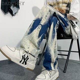 DaDuHey🔥 2023 New Trendy Wild Straight All-Match Casual Pants Mens Korean Style Retro Color Matching Jeans