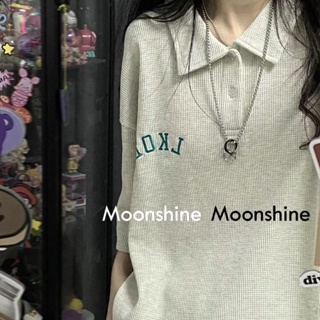 Moon เสื้อครอป เสื้อแฟชั่นผู้หญิง y2k สีพื้น สําหรับผู้หญิง ใส่ไปคลับ ปาร์ตี้ 2023 NEW 23033101