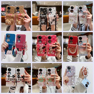 เคสโทรศัพท์มือถือ แบบใส ลายการ์ตูนอนิเมะ พร้อมสายโซ่คล้อง สร้างสรรค์ สําหรับ Huawei P50 Pocket