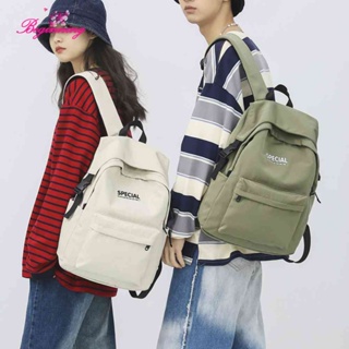 ✿ เริ่มต้น ✿ กระเป๋าเป้สะพายหลัง กระเป๋านักเรียน ผ้าแคนวาส สีพื้น สไตล์ฮาราจูกุ สําหรับผู้หญิง