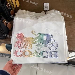 เสื้อยืดแขนสั้น คอกลม พิมพ์ลายโลโก้ Coach ไล่โทนสี สําหรับผู้ชาย และผู้หญิง_02