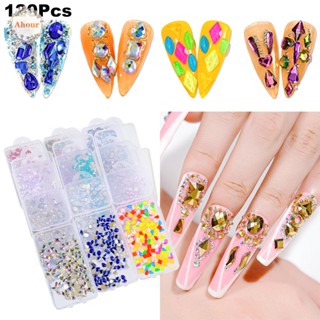 Ahour สติ๊กเกอร์กลิตเตอร์ 3D Diy สําหรับติดตกแต่งเล็บ 120ชิ้น
