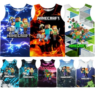 เสื้อยืดแขนกุด ลาย Minecraft สําหรับเด็กผู้ชาย และเด็กผู้หญิง