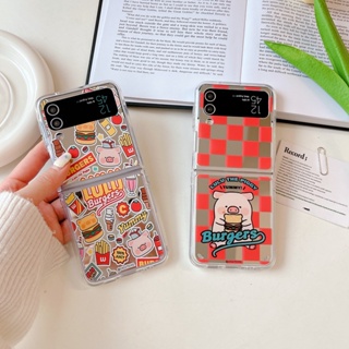 เคสโทรศัพท์มือถือ PC แข็ง กันกระแทก ลายการ์ตูนหมูน่ารัก สําหรับ Samsung Galaxy Z Flip 4 5G Z Flip 3