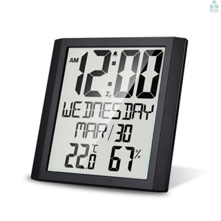 นาฬิกาดิจิทัลติดผนัง หน้าจอขนาดใหญ่ 8.6 นิ้ว บอกอุณหภูมิ และความชื้น วันที่ สัปดาห์ ℃/ ℉ เครื่องวัดอุณหภูมิความชื้นในร่ม [19][มาใหม่]