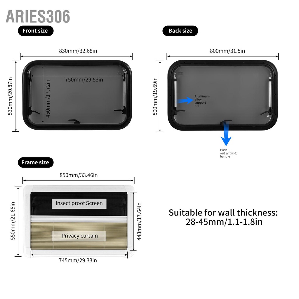 aries306-หน้าต่าง-rv-l800-h500mm-พร้อมม่านบังแดดกระจกอะคริลิคสองชั้นป้องกัน-uv-push-out-window-สำหรับผนัง-28-ถึง-45-มม