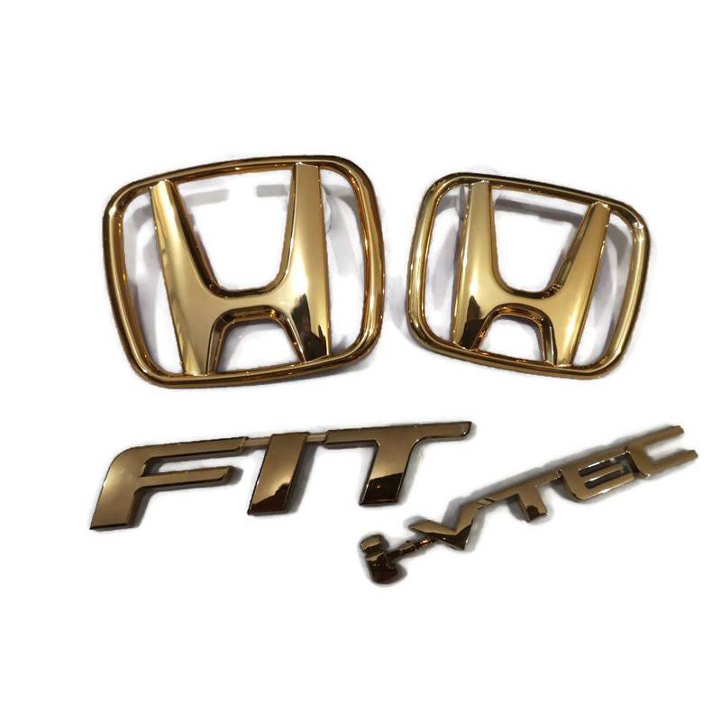 แนะนำ-4pcs-honda-jazz-fit-ivtec-2008-2013-ge8-gold-car-logo-emblem-ครบเครื่องเรืองประดับ