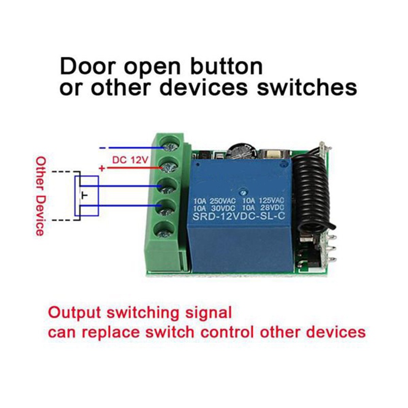 โมดูลรับสัญญาณสวิตช์ไร้สาย-433-mhz-rf-dc-12v-รีเลย์เดี่ยว-พร้อมรีโมตส่งสัญญาณ-2-ชิ้น