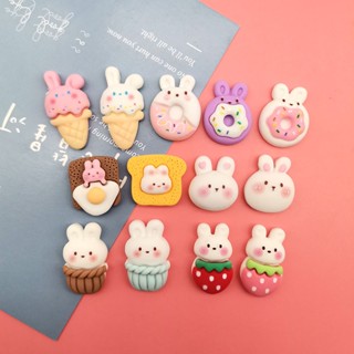 แผ่นกาวเรซิ่น รูปการ์ตูนโดนัท ขนมหวาน กระต่าย diy สําหรับตกแต่งเคสโทรศัพท์ ปิ่นปักผม แก้วน้ํา