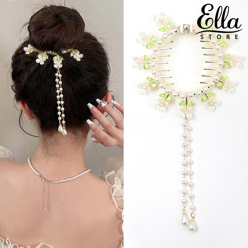 ellastore123-กิ๊บติดผมหางม้า-สเตนเลส-ประดับไข่มุกเทียม-หลายซี่-น้ําหนักเบา-เครื่องประดับผม-สําหรับเจ้าสาว