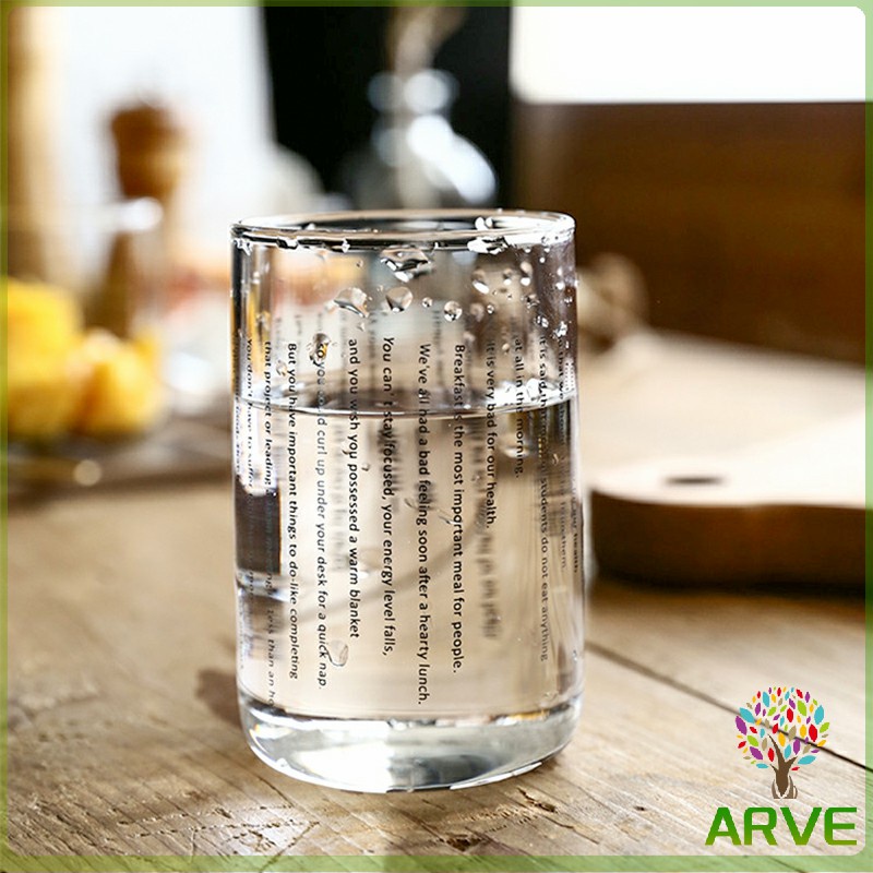 arve-ถ้วยแก้วสไตล์เกาหลี-ถ้วยชาผลไม้-เครื่องดื่มเย็น-ๆ-สกรีนตัวหนังสืดำ-glasses