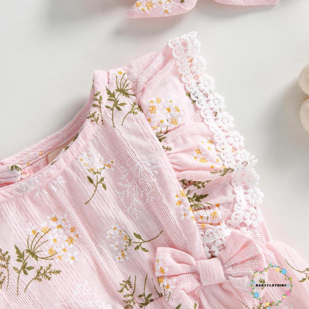 babyclothes-ชุดรอมเปอร์-บอดี้สูท-จั๊มสูท-รอมเปอร์-ลายดอกไม้-ลูกไม้-แขนบิน-ฤดูร้อน-พร้อมที่คาดผม-สําหรับเด็กผู้หญิง