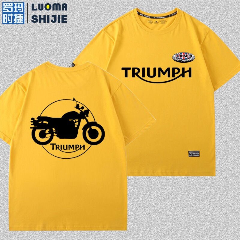 เสื้อยืดแขนสั้นผู้ชายหลวมสไตล์ฮ่องกง-triumph-triumph-รถจักรยานยนต์หัวรถจักรหนักเสื้อยืดแขนสั้นผู้ชายแบรนด์น้ำบุคลิกภาพs