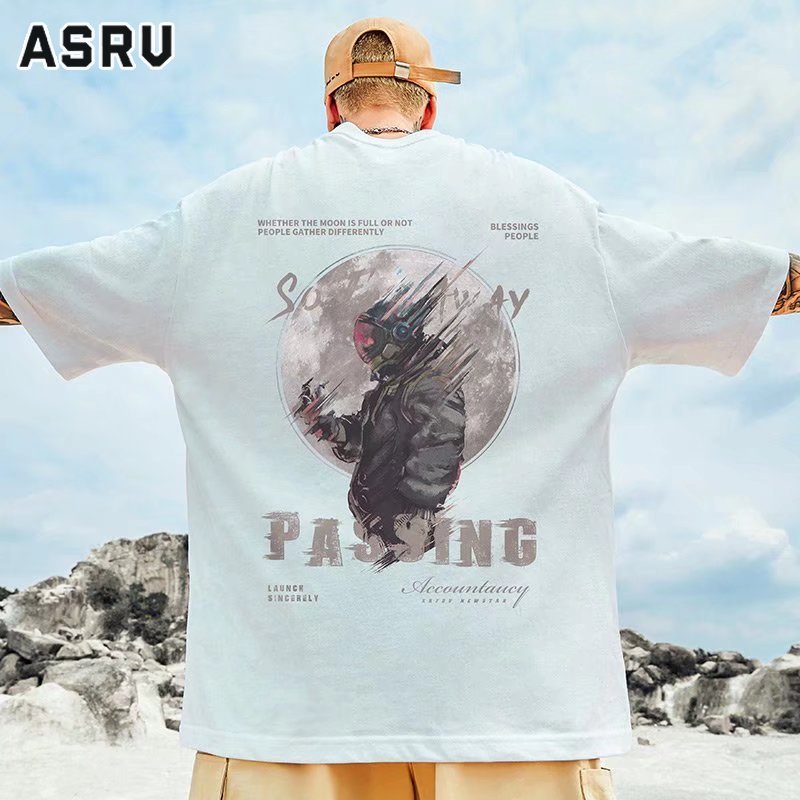 asrv-เสื้อยืด-ยุโรปและอเมริกาไฮสตรีทฮ่องกงแฟชั่นแบรนด์เสื้อยืดแขนสั้นผู้ชายอินเทรนด์ครึ่งแขนขนาดใหญ่