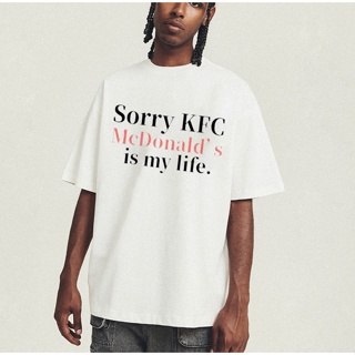 sorry KFC เสื้อยืดแขนสั้นครึ่งแขนล้อเลียนเทรนด์ผู้ชายและผู้หญิงเสื้อยืดผ้าฝ้าย ins