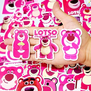 สติ๊กเกอร์ Lotso หมีสตรอเบอรี่ ชมพู ติดแน่น กันน้ำ ติดกระเป๋าเดินทาง โน็ตบุ้ค (50 ชิ้น) sticker