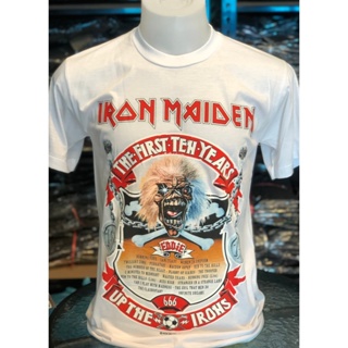 เสื้อยืด พิมพ์ลายวงร็อค IROND MAIDEN 666 สไตล์มินิมอล สีขาว สไตล์วินเทจ สําหรับผู้ชาย