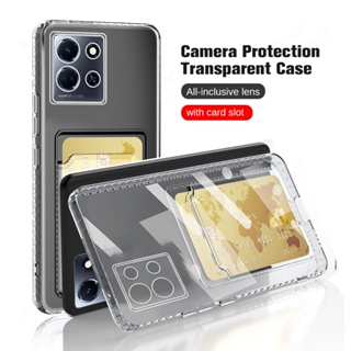 For Infinix Note 30 Pro Note30 VIP 5G 4G Credit Card Slot Holder Transparent Shockproof Case TPU Cover