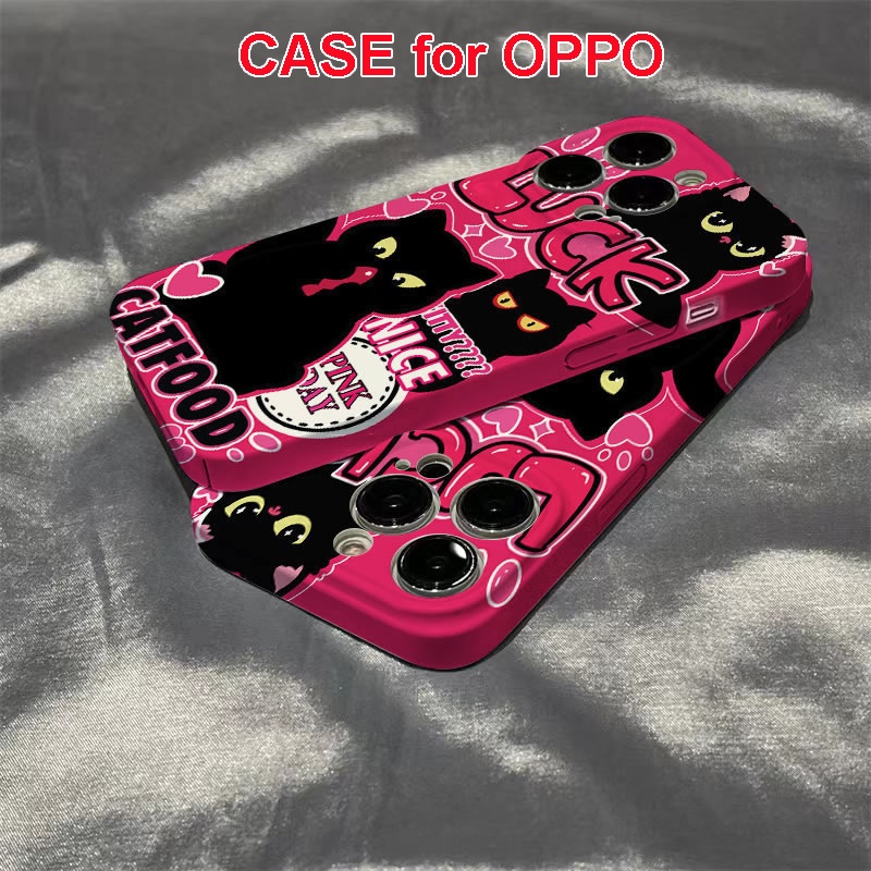 เคสโทรศัพท์มือถือแบบแข็ง-ลายแมวน่ารัก-สีดํา-สําหรับ-oppo-reno8t-5g-reno8-pro-reno8-reno7-z-reno7-pro-reno6-pro-reno5-reno4-z-reno3