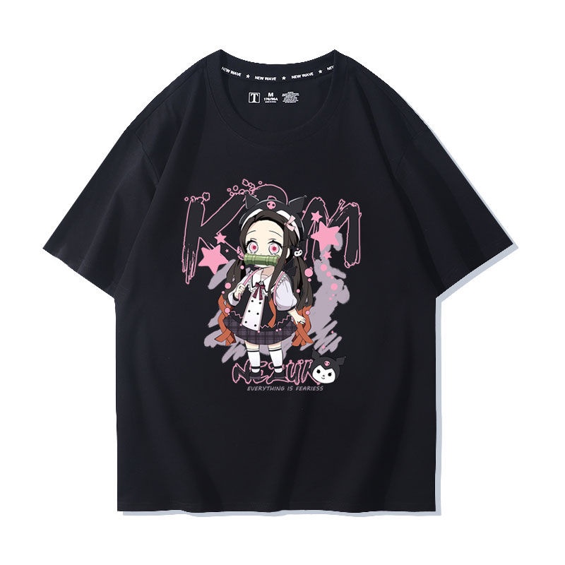 การ์ตูน-demon-slayer-เสื้อยืด-anime-kulomi-cinnamon-dog-stove-gate-nezuko-graffiti-พิมพ์อะนิเมะคู่แขนสั้นผ้าฝ้าย-ชุดคู่