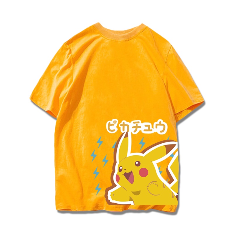 ขายด่วน-เสื้อยืดแขนสั้น-pikachu-จาก-anime-pok-mon-ผ้าฝ้ายเนื้อดี-ใหม่ล่าสุด-chic