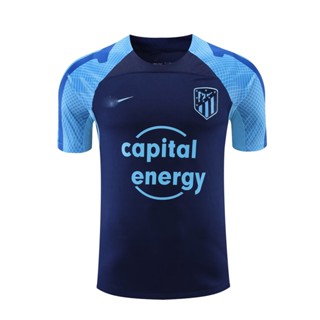 เสื้อกีฬาแขนสั้นลําลอง พิมพ์ลายตัวอักษร Defoot Atletico Madrid FC Jersey พลัสไซซ์ สีกรมท่า สไตล์สตรีท