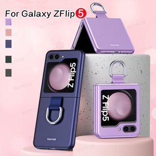 For Samsung Galaxy Z Flip 5 5G Flip5 Case Matte Holder Bracket Hard Shockproof Cover With Finger Ring