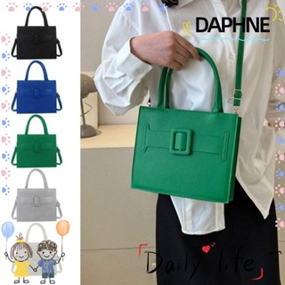 Daphne กระเป๋าสะพายไหล่ กระเป๋าถือ สะพายข้าง หนัง Pu ความจุสูง สีพื้น แฟชั่นสําหรับสตรี