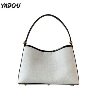 YADOU ผู้หญิงออกแบบชุดคำพูดผู้หญิงผ้าใบใบเดียวกระเป๋าสะพายไหล่