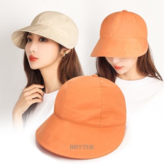 Bbyter หมวกบักเก็ต ประดับโบว์ กันแดด สีพื้น เหมาะกับชายหาด สไตล์สปอร์ต สําหรับผู้หญิง