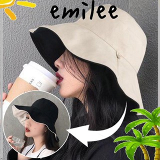 EMILEE หมวกบักเก็ต ป้องกันรังสียูวี แบบพับได้ สองด้าน สําหรับผู้หญิง และผู้ชาย