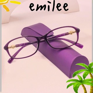 Emilee แว่นตาอ่านหนังสือ ป้องกันแสงสีฟ้า ป้องกันแสงสีฟ้า สไตล์วินเทจ พร้อมกล่องแว่นตา ทรงสี่เหลี่ยม ป้องกันสายตา PC เบาพิเศษ สําหรับสํานักงาน