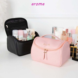 Aroma กระเป๋าเครื่องสําอาง กันน้ํา มีซิป ความจุขนาดใหญ่ แบบพกพา อเนกประสงค์