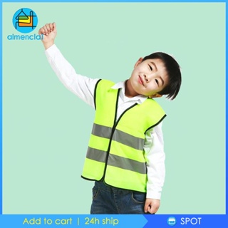 [Almencla1] เสื้อกั๊ก สะท้อนแสง สีเหลือง สีเขียว เพื่อความปลอดภัย สําหรับเด็ก