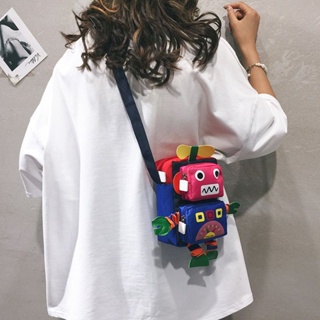 Shopkeepers selection# canvas small bag new 2022 new personalized cartoon funny boys and girls cute shoulder crossbody trendy bag 9.5N