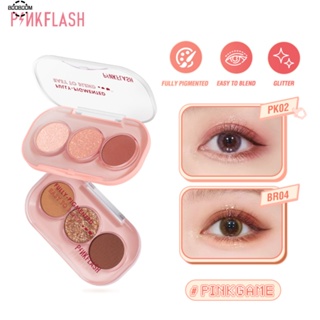 พาเลทอายแชโดว์ Pinkflash High Color Rendering Waterproof ติดทนนาน อายแชโดว์ 3 สี Pink Girly booboom