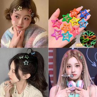 Star luminous hairpin Y2K dopamine hairpin color childrens bangs pentagram hair clip