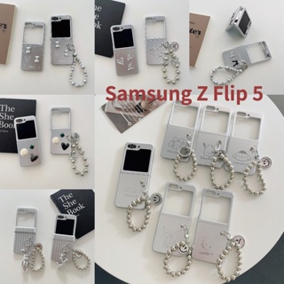SANRIO เคสโทรศัพท์มือถือ PC แข็ง แบบใส กันกระแทก ลายหน้ายิ้มซานริโอ้ พร้อมจี้เชียร สําหรับ Samsung Galaxy Z Flip 5 5G Z Flip 5