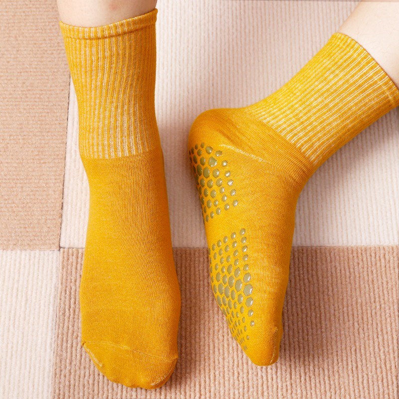 ถุงเท้าซิลิโคน-กันลื่น-ระบายอากาศได้ดี-สีพื้น-สําหรับเล่นโยคะ-พิลาทิส