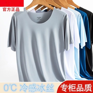 Spot ice silk T-shirt mens youth feel Tee short-sleeved 2023 new fashion T-width T-shirt Korean version summer thin solid color bottomed shirt round neck T boys wear