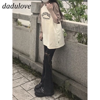 DaDulove💕 New Korean Version of INS Slim-fit Jeans Strap Slit Micro Flared Pants WOMENS Large Size Trousers
