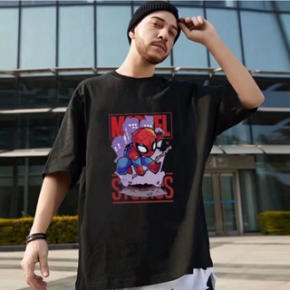 American Casual Cartoon Spider-Man Printed Short-Sleeved T-Shirt Men Women Street Wear Personality oversize_01
