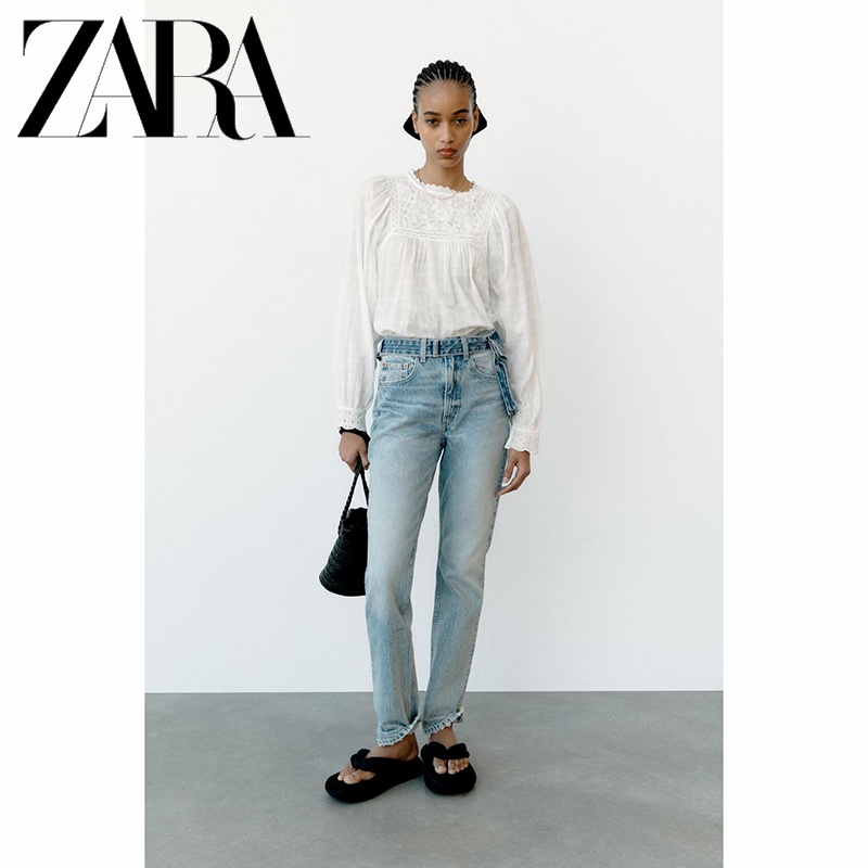 zara-ใหม่-trf-เสื้อเชิ้ต-ปักลายกลวง-สําหรับผู้หญิง